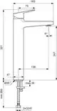 Waschtischarmatur von Ideal Standard mit klaren Linien und einer Hebelsteuerung. Abmessungen und Anschlussmöglichkeiten sind im Diagramm detailliert dargestellt.